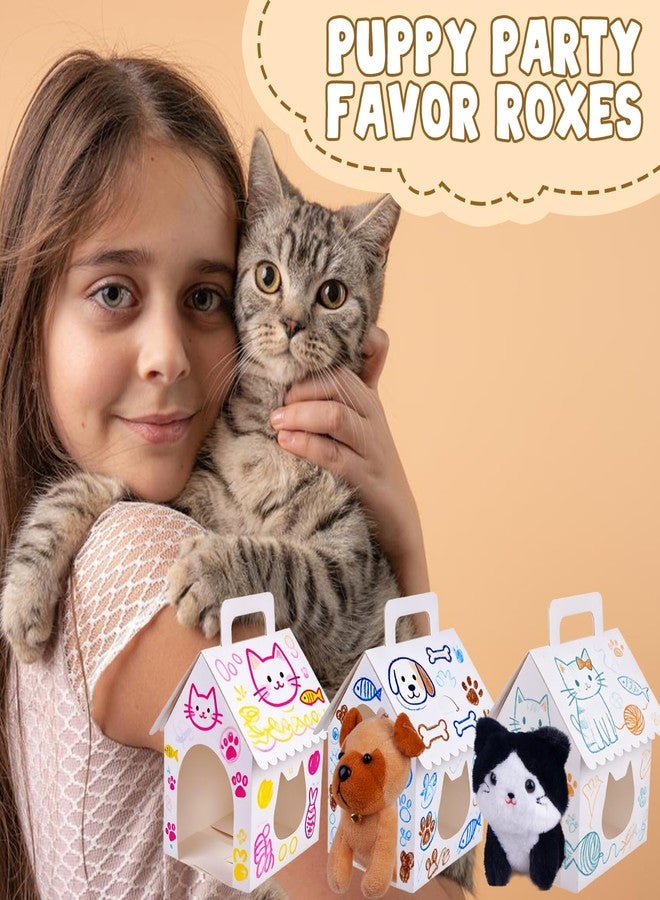 ARELUX 30 Pcs Cat House Shaped Party Favor Boxes, Foldable Pet Adoption Treat Gift Boxes with DIY Stickers - White Blank Goodie Bags for Kitten Birthday, Baby Shower & Cat Themed Events - Image 4